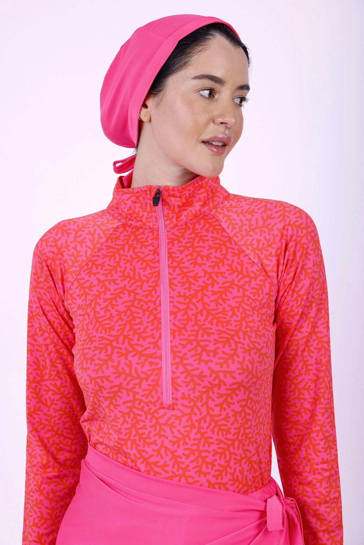 مايوه بوركيني حريمي - 3 قطع - بينك