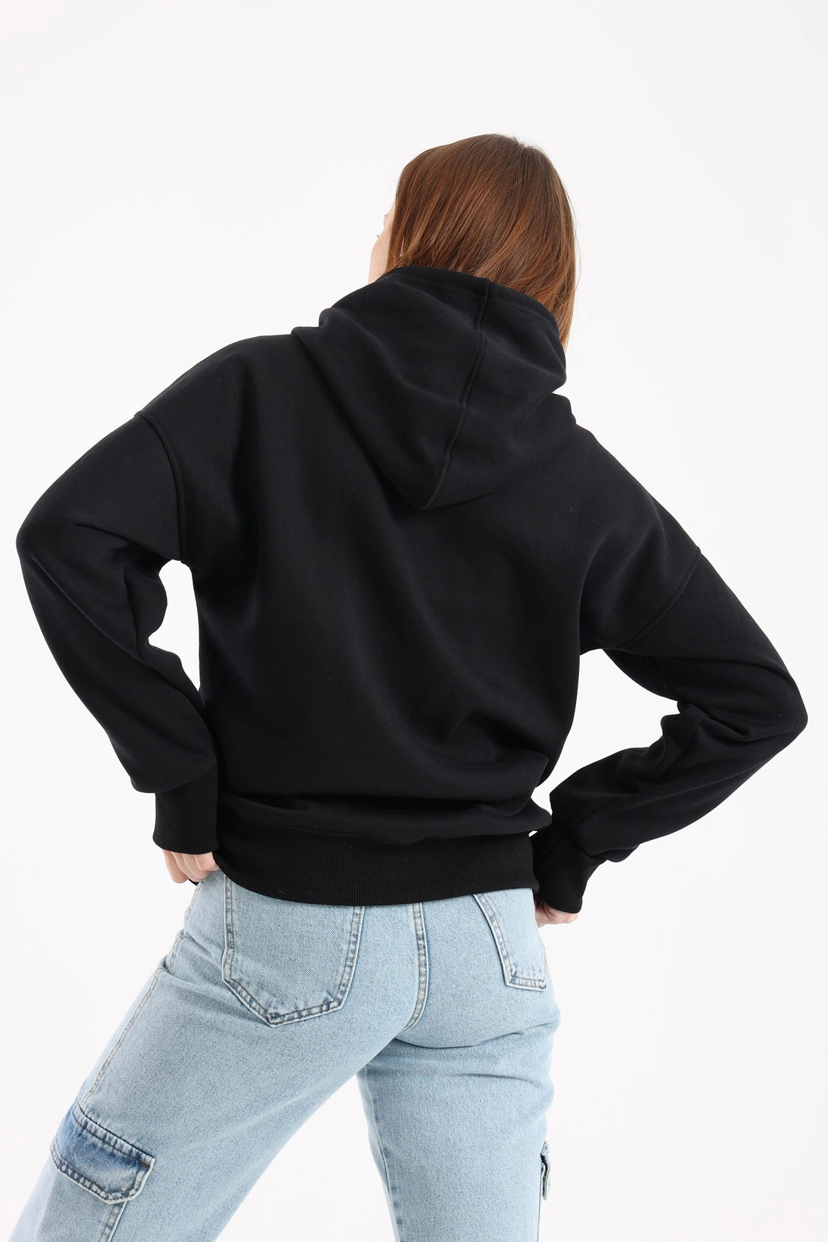 سويت شيرت مطبوع حريمي - أسود