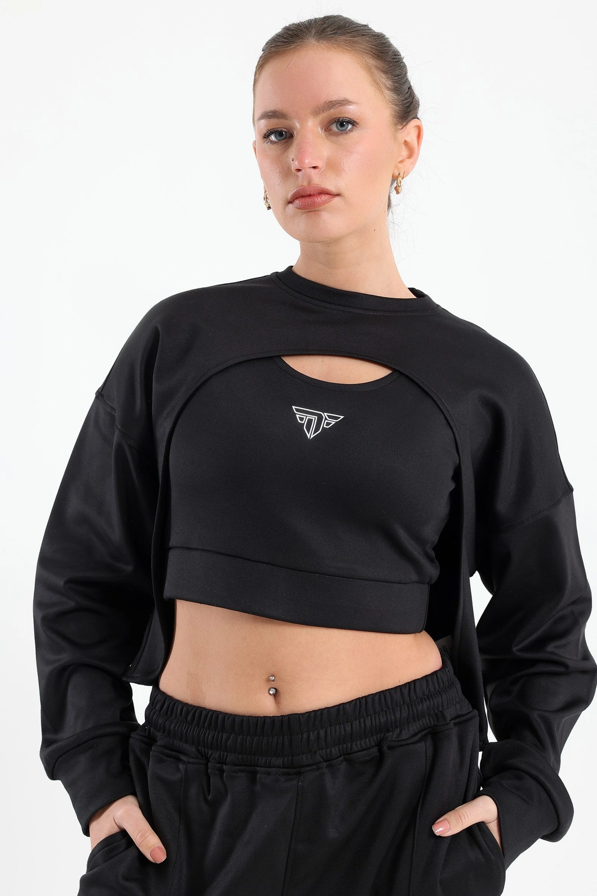 طقم رياضي حريمي - 3 قطع - أسود