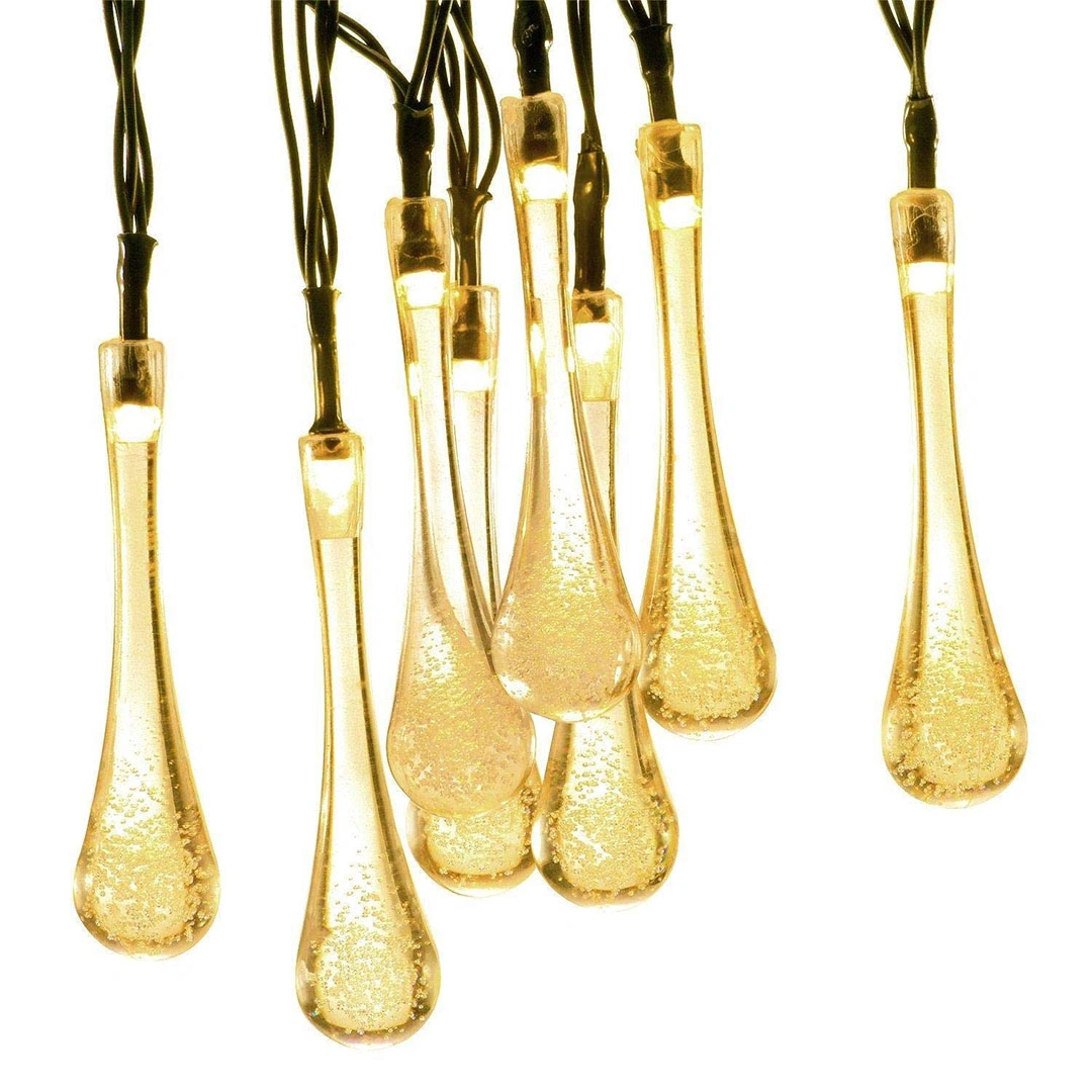 حبل أضواء زينة - 20 لمبة LED - طاقة شمسية - مقاوم للماء