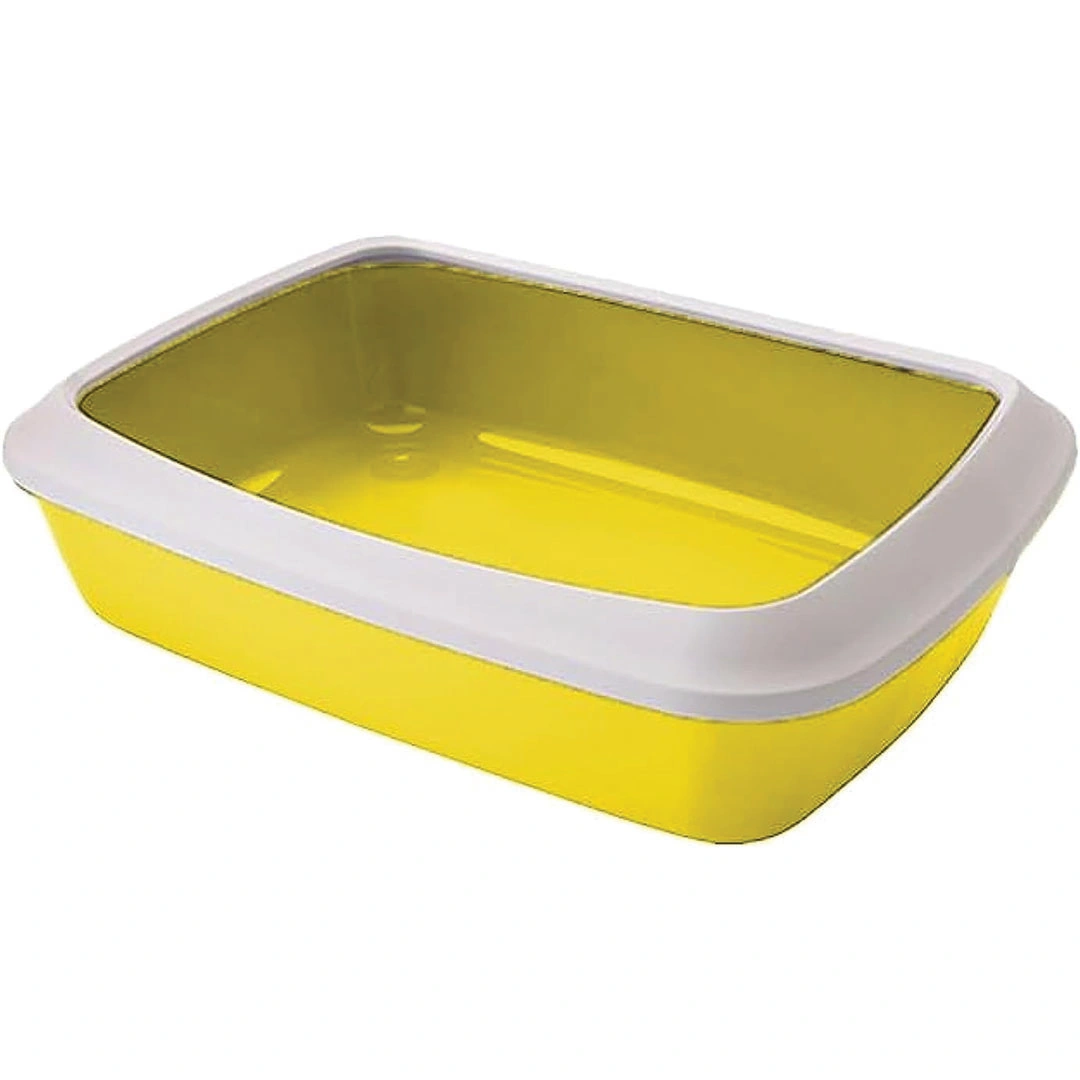 صندوق فضلات للقطط بلاستيك - أصفر