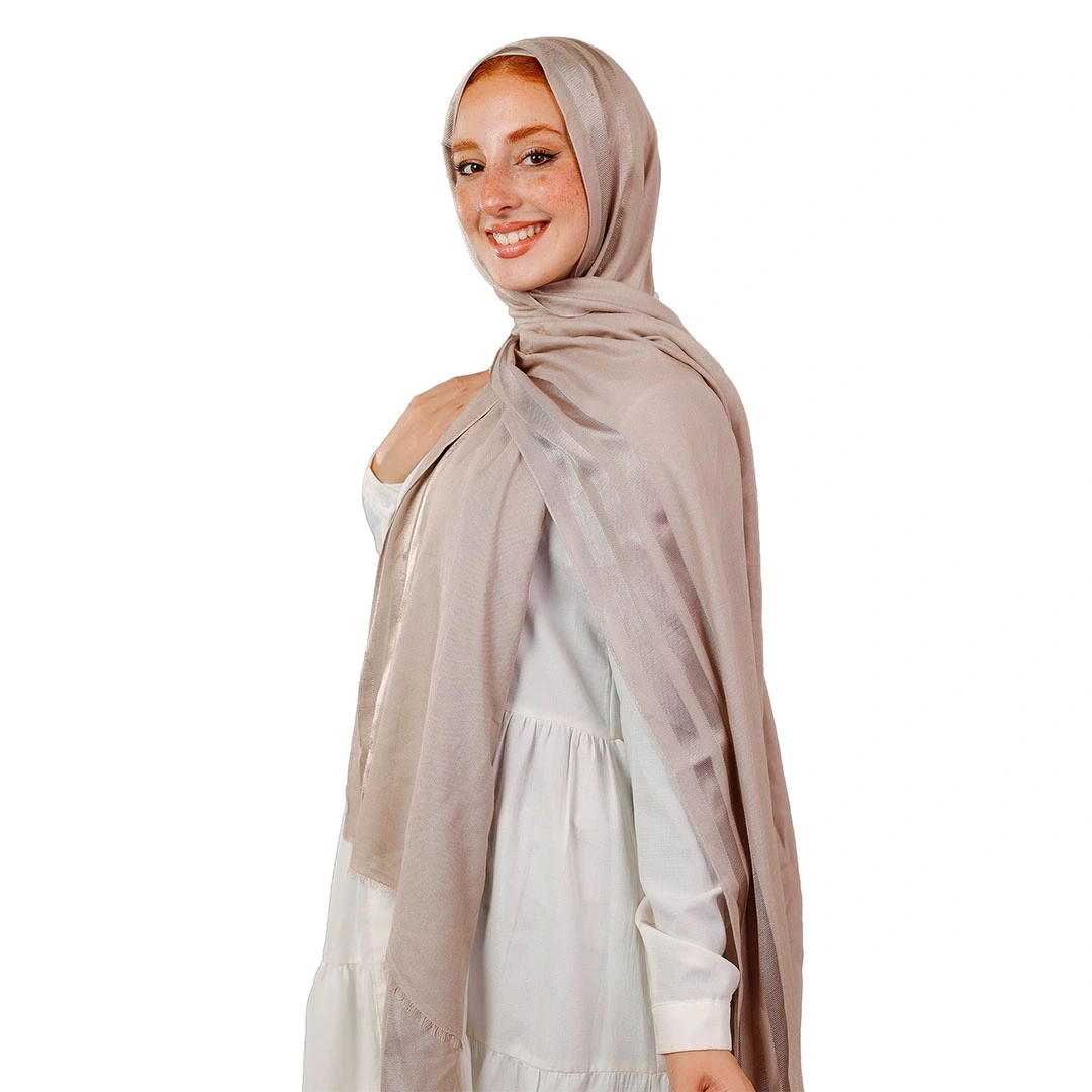 طرحة قطن بخطوط من الساتان - 75 سم × 200 سم