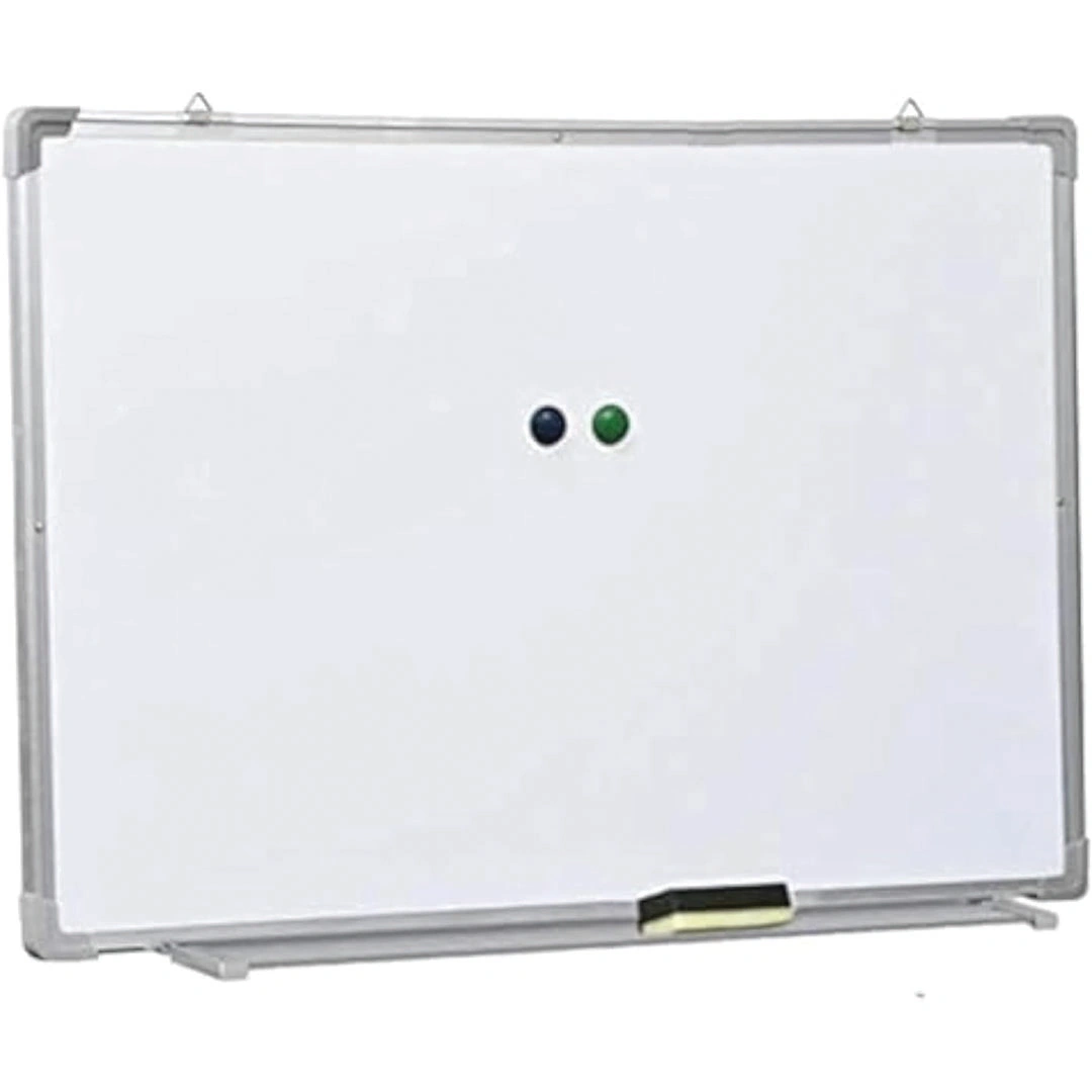 سبوره مع قلم وحامل مغناطيسي - 60*90 - ابيض/فضي