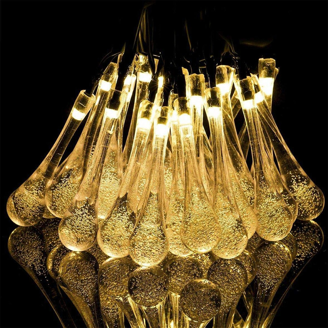 حبل أضواء زينة - 20 لمبة LED - طاقة شمسية - مقاوم للماء