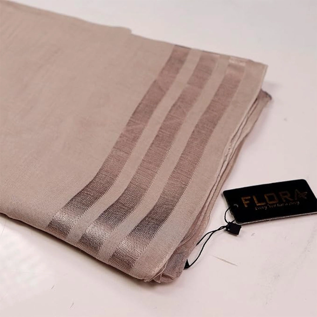 طرحة قطن بخطوط من الساتان - 75 سم × 200 سم