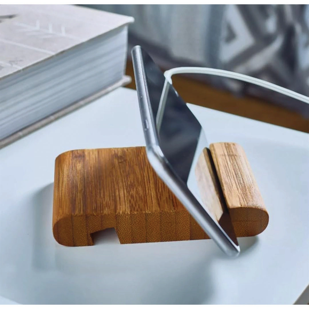 حامل موبايل من الخشب بوجهين - بني