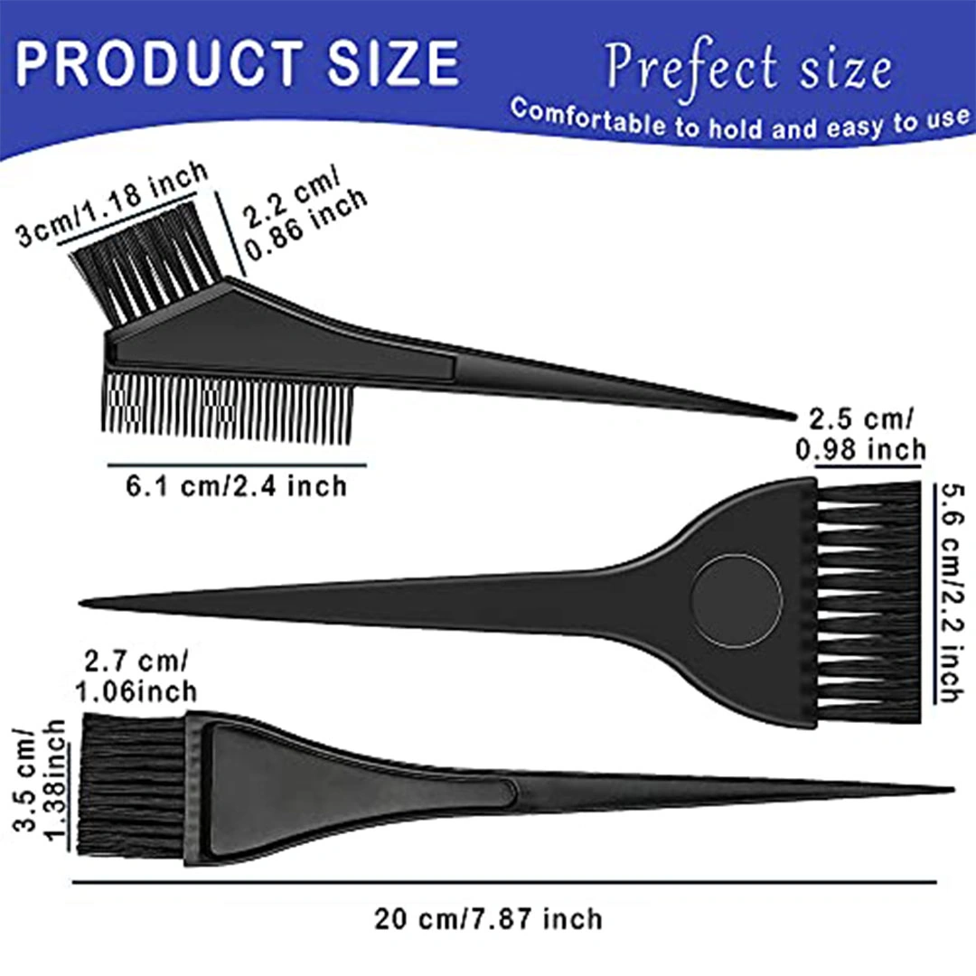 مجموعة فرش تلوين الشعر- 3 قطع - أسود