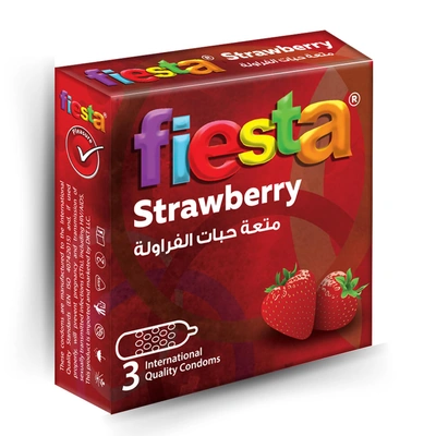 واقي ذكري محبب - فراولة - 3 قطع