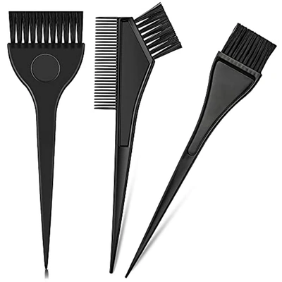 مجموعة فرش تلوين الشعر- 3 قطع - أسود