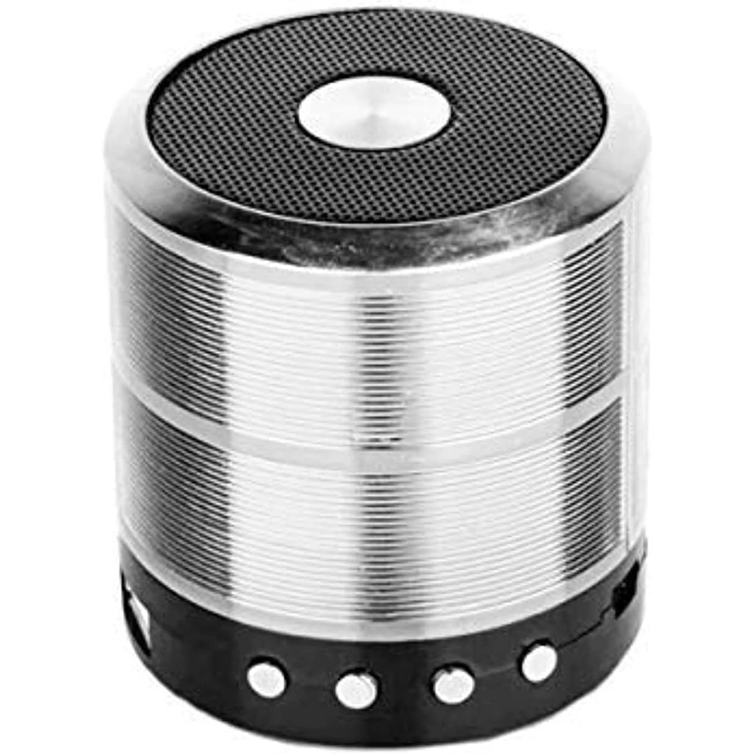 مكبر صوت بلوتوث محمول صغير ومشغل MP3 وراديو FM - فضي