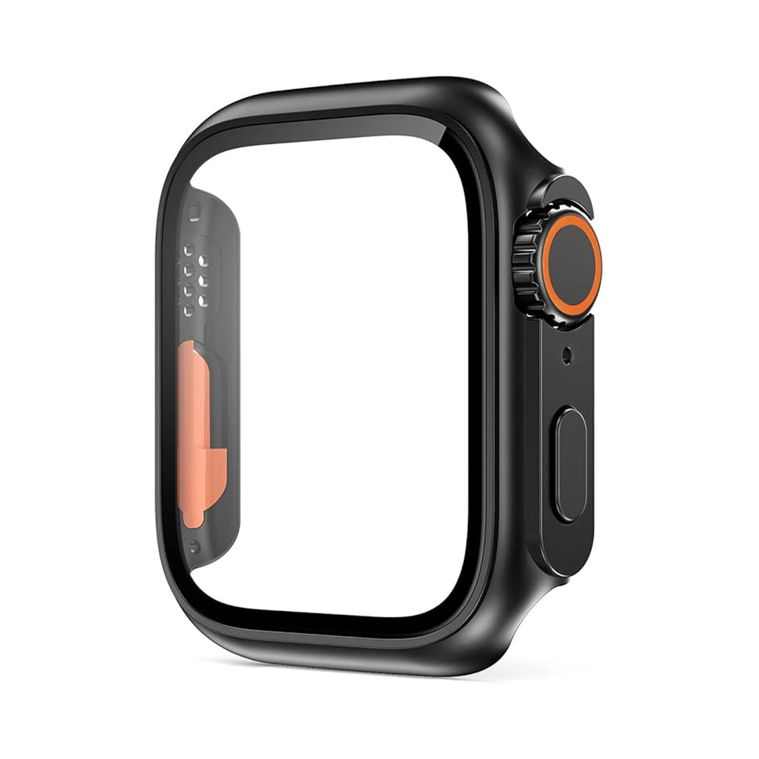 غطاء لتحويل ساعة أبل 44 ملم الى الترا 49 ملم مع شاشة حماية - أسود