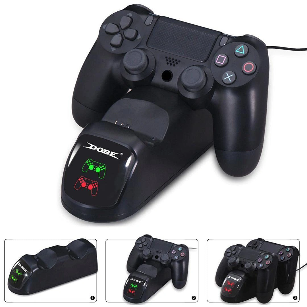 دوبي شاحن مزدوج لجهاز بلاي ستيشن 4 - أسود - TP4-889