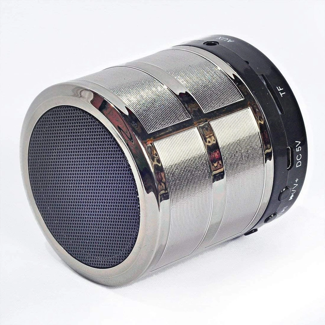 مكبر صوت بلوتوث محمول صغير ومشغل MP3 وراديو FM - فضي