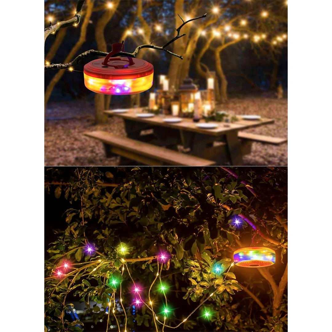 أضواء سلسلة للتخييم قابلة لإعادة الشحن - برتقالي