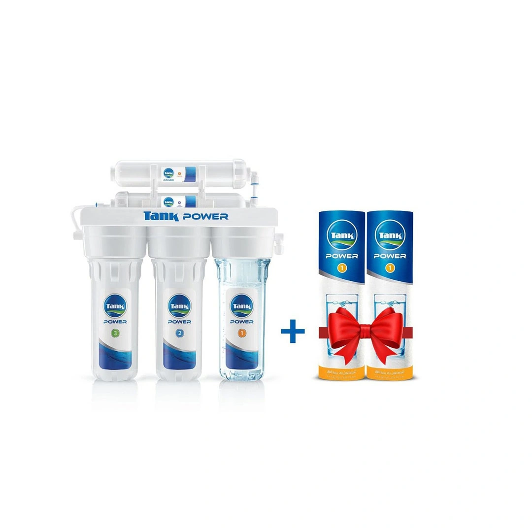 فلتر مياة تانك - 5 مرحل - مع 2 شمعة إضافية - أبيض