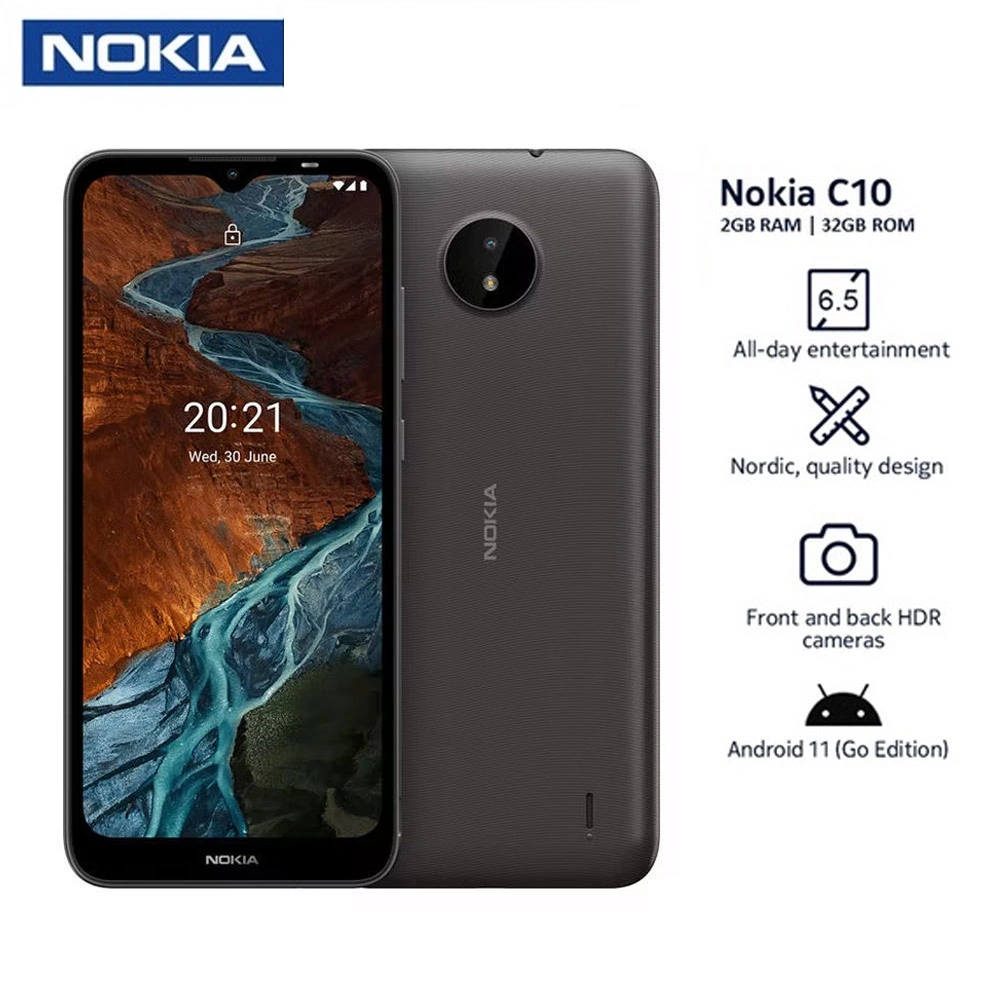 نوكيا C10 موبايل - 32/2 جيجا- شريحتين - 3G - رمادي
