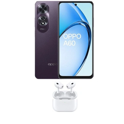 اوبو A60 موبايل بشريحتين - 256/8 جيجا - 4G - بنفسجي مع ريدينج سماعة أذن لاسلكية