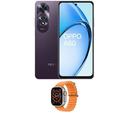 اوبو A60 موبايل بشريحتين - 256/8 جيجا - 4G - بنفسجي مع ساعة سمارت T800