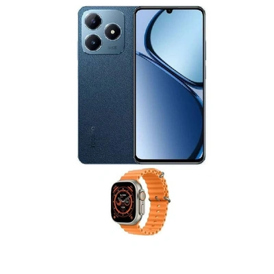 ريلمى C63 موبايل بشريحتين - 128/6 جيجا - 4G - أزرق مع ساعة سمارت T800