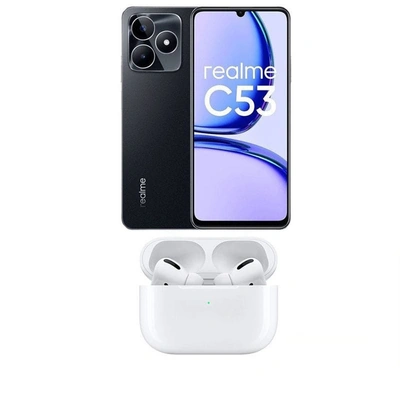 ريلمي C53 موبايل بشريحتين - 128/6 جيجا - 4G - أسود ( ضمان دولي ) مع سماعة أذن لاسلكية