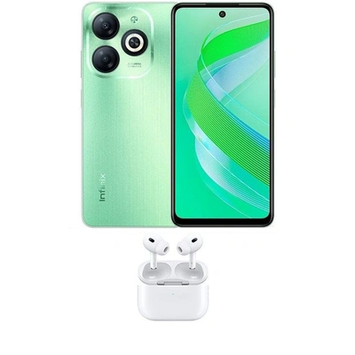 انفنيكس سمارت موبايل 8 بشريحتين - 128/4 جيجا - 4G - اخضر مع ريدينج سماعة أذن لاسلكية