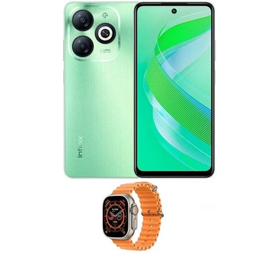 انفنيكس سمارت موبايل 8 بشريحتين - 128/4 جيجا - 4G - اخضر مع ساعة سمارت T800