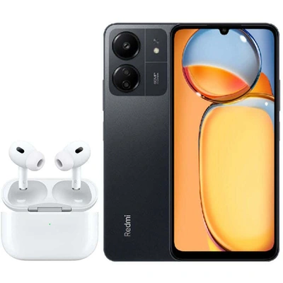 شاومي 13C ريدمي - 256/8 جيجا - بشريحتين - 4G - أسود - سماعة لاسلكية هدية - tb-055