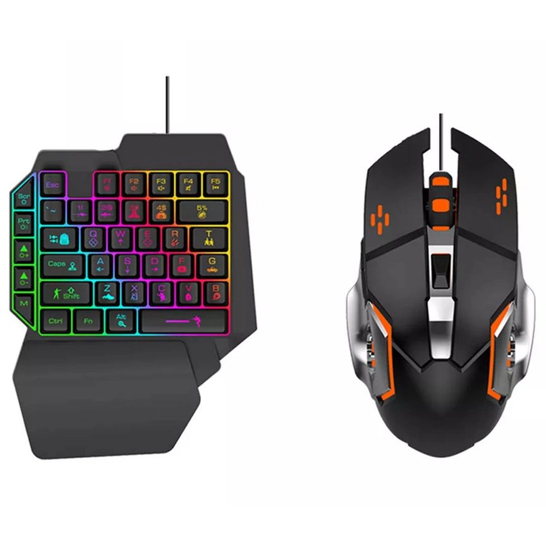 ماوس ولوحة مفاتيح لألعاب الفيديو - أسود