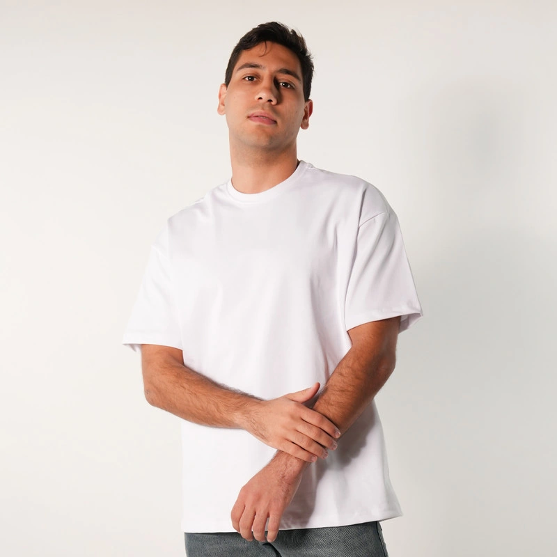 فابريك تيشيرت اوفر سايز للجنسين قطن- أبيض