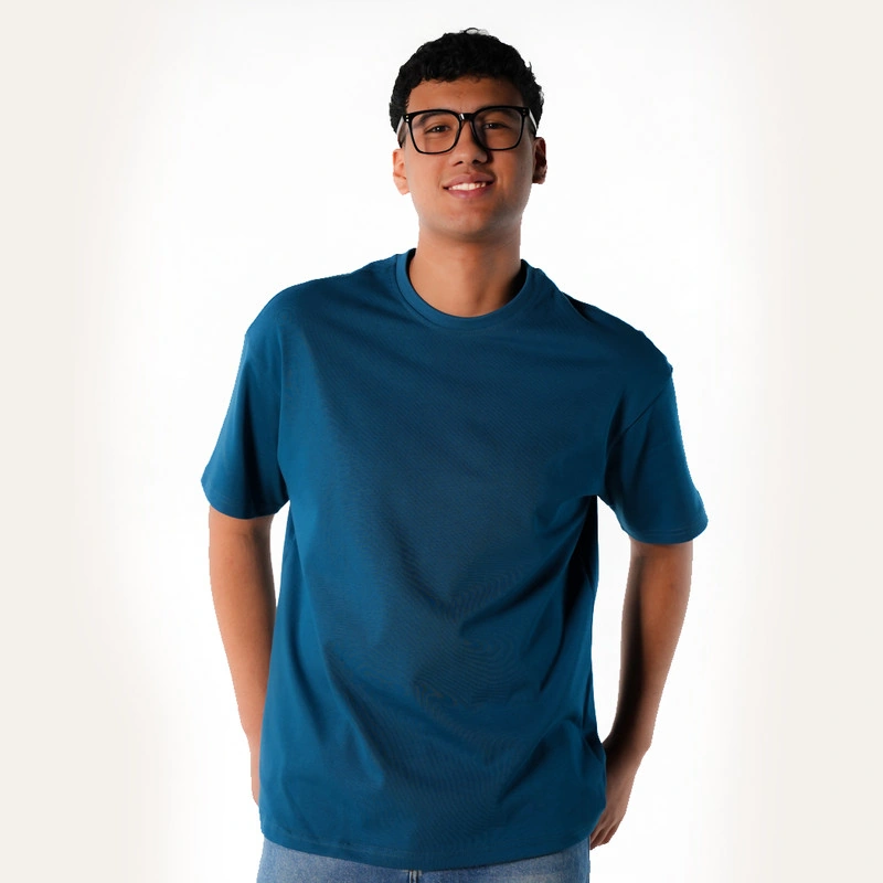 فابريك تيشيرت اوفر سايز للجنسين قطن- بترولي