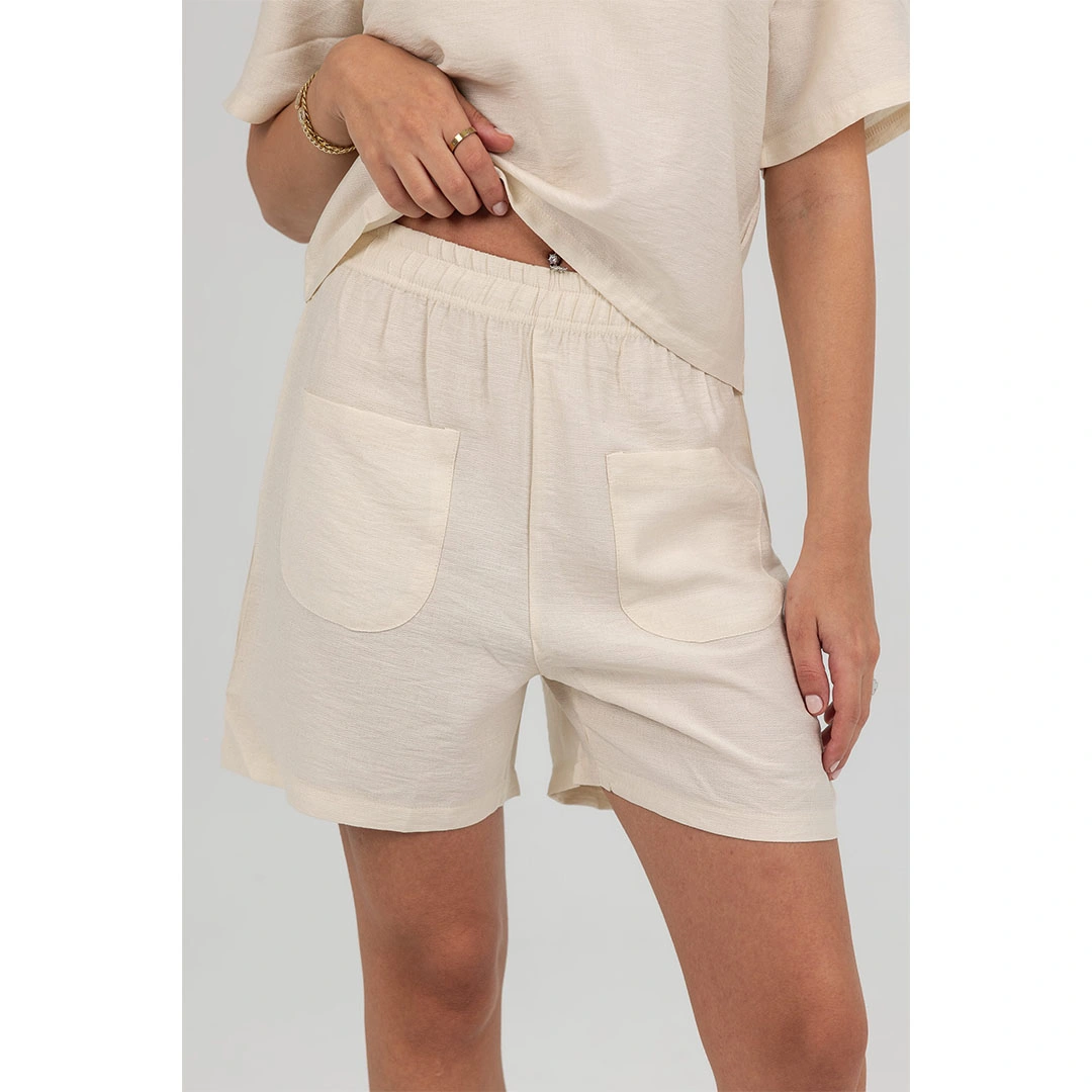 شورت نسائي كتان - بيج