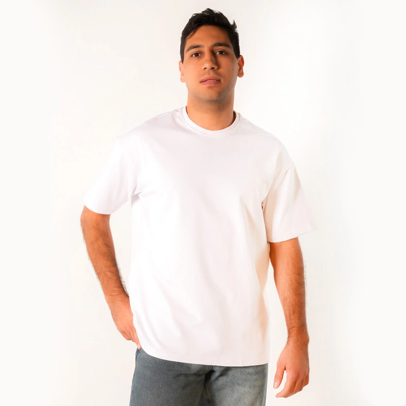 فابريك تيشيرت اوفر سايز للجنسين قطن- أبيض