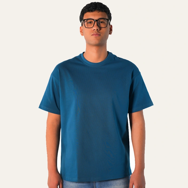 فابريك تيشيرت اوفر سايز للجنسين قطن- بترولي