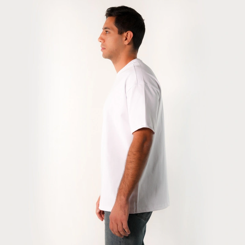 فابريك تيشيرت اوفر سايز للجنسين قطن- أبيض