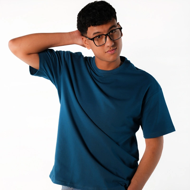 فابريك تيشيرت اوفر سايز للجنسين قطن- بترولي