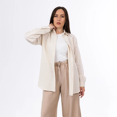 قميص صيفي مخطط حريمي - بيج