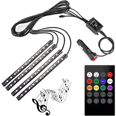 مصابيح LED داخلية للسيارة - 12 فولت مع ريموت - متعدد الالوان