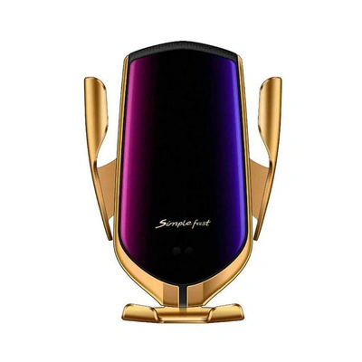 حامل موبايل و شاحن سيارة لاسلكي بتقنية الشحن التلقائي - 10وات - فضي