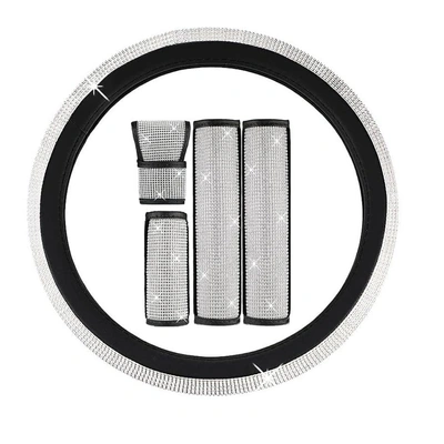 طقم اكسسوارات سيارة استرس - 5 قطع - أسود/فضي