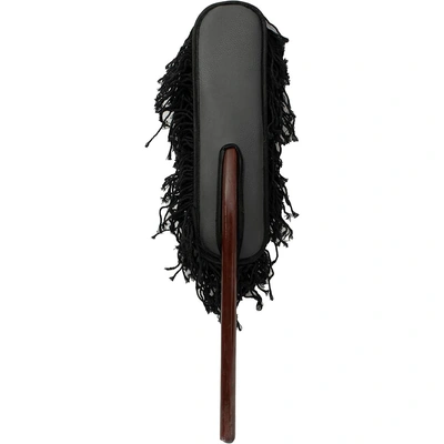 فرشاة تنظيف السيارة مايكروفايبر بمقبض خشب - أسود/بني