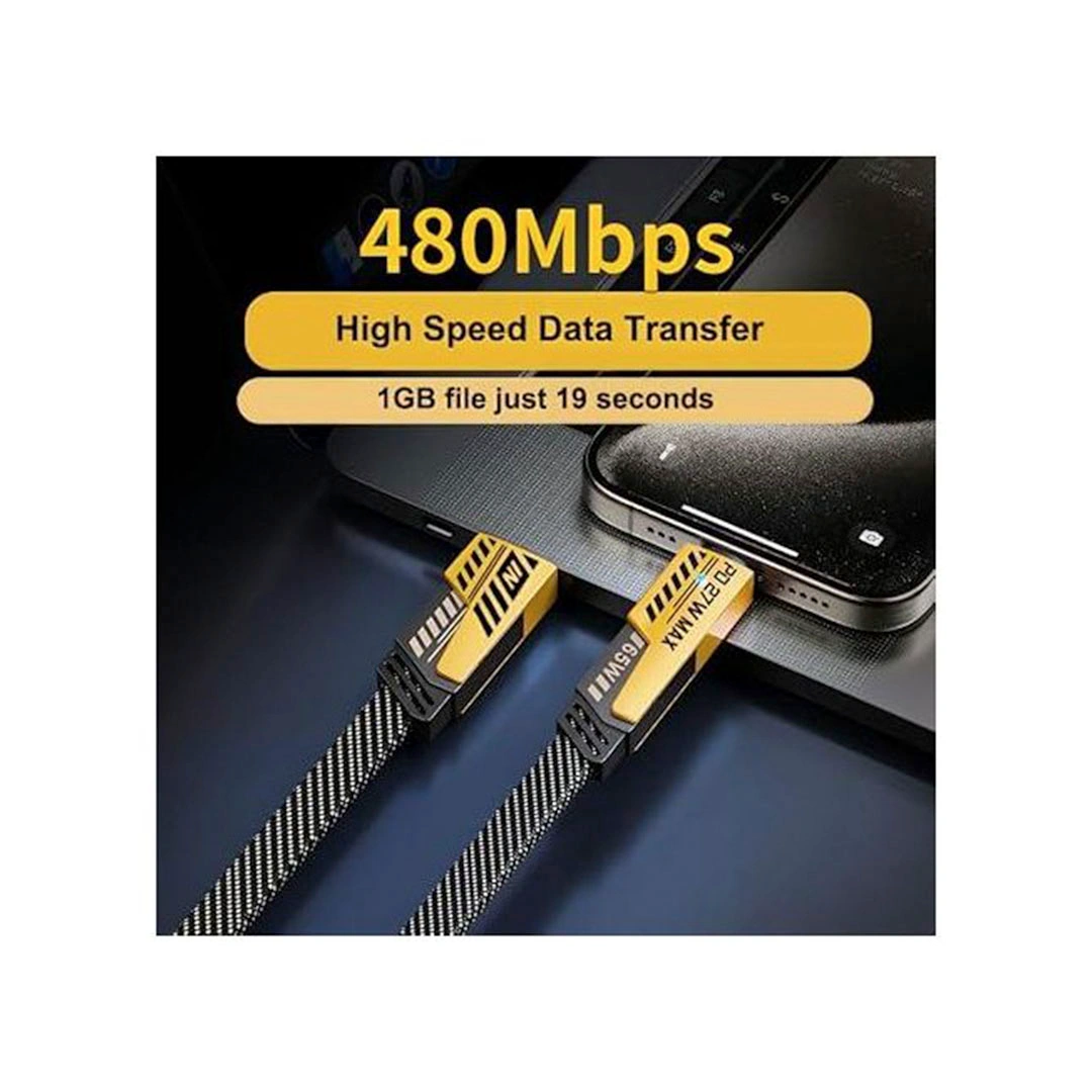 كابل شحن 4*1 - من Type-C/USB/Lightning - قوة 65 وات - XKCZ