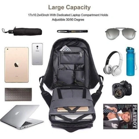 شنطة لابتوب ظهر ضد السرقة - بنفسجي/أسود