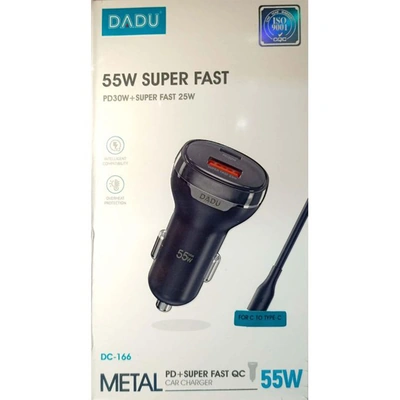 شاحن سيارة 2-Port مع كابل سريع - أسود Dadu DC-166 55W