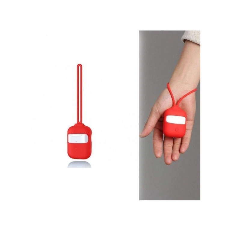 غطاء ايربودز سيليكون مقاوم للصدمات - أحمر