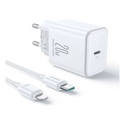 كابل شاحن سريع 20W PD USB-C إلى Lightning - أبيض JOYROOM JR-TCF06