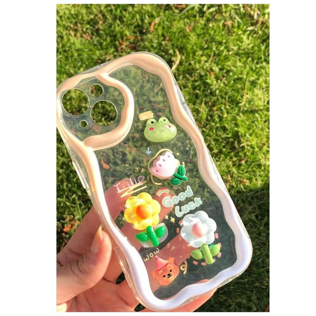 جراب موبايل ايفون 14 شكل حيوانات - شفاف