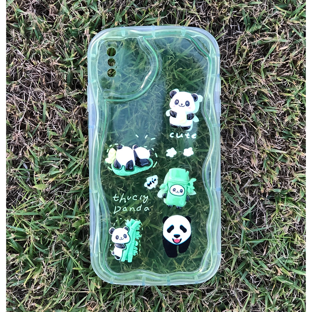 جراب موبايل ايفون اكس اس ماكس شكل باندا- شفاف