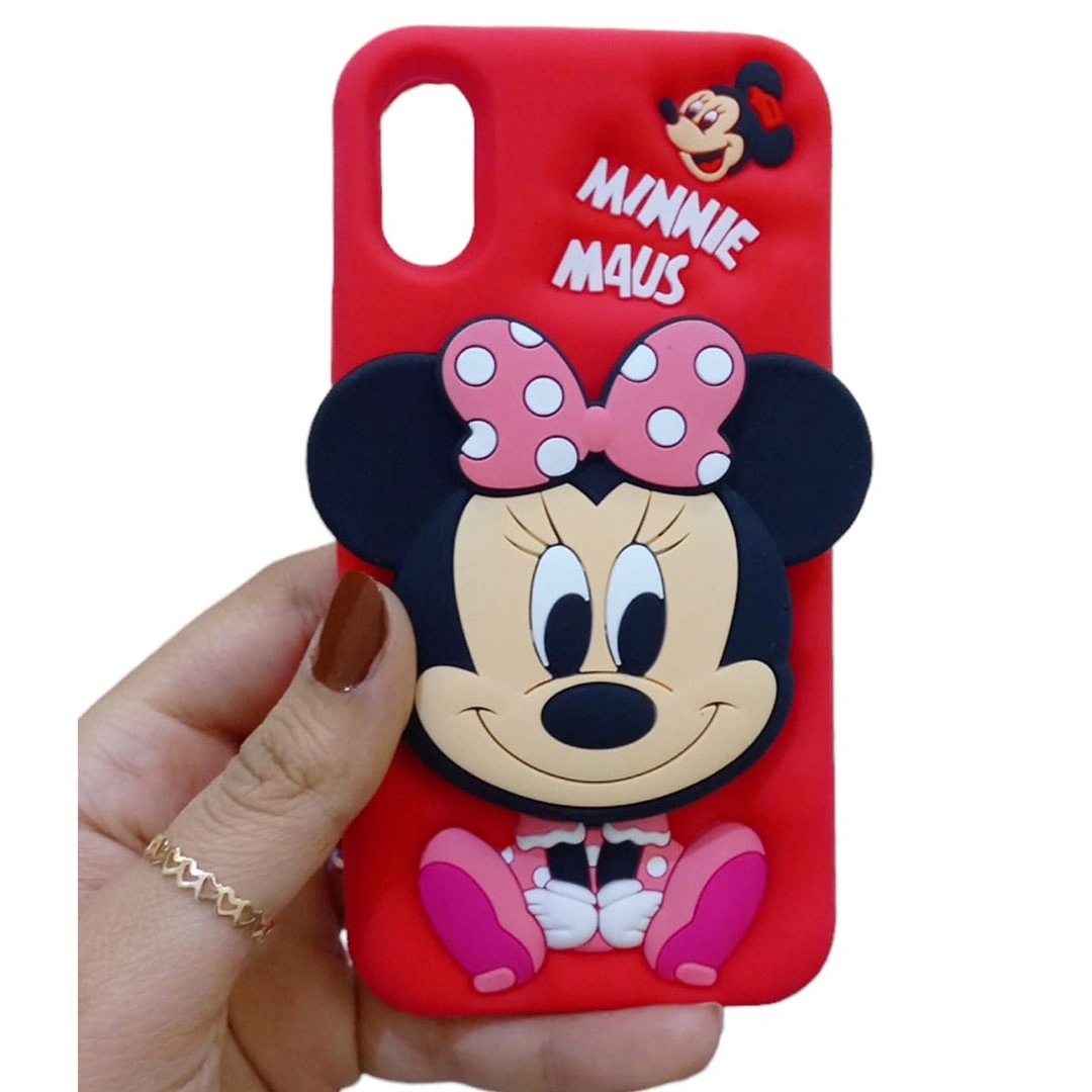جراب موبايل ايفون اكس / اكس اس شكل ميكي - 3D - أحمر