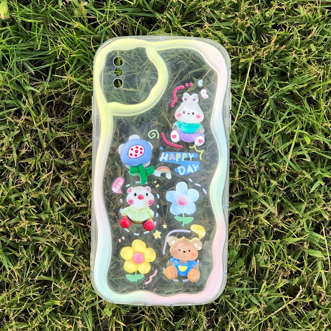 جراب موبايل ايفون XS شكل كرتون - شفاف