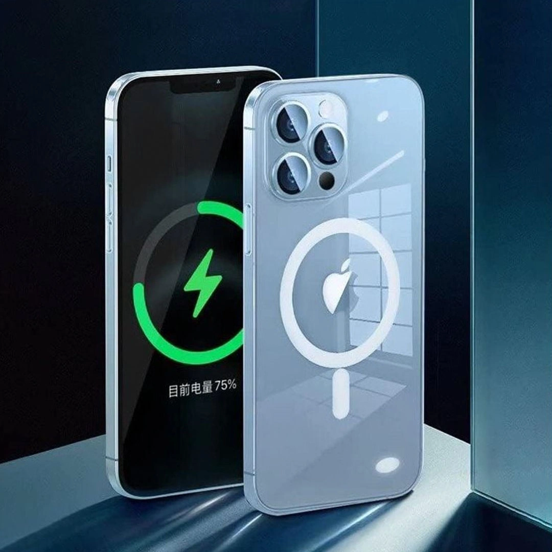 جراب شحن لاسلكي لموبايل ايفون 11 برو ماكس - شفاف